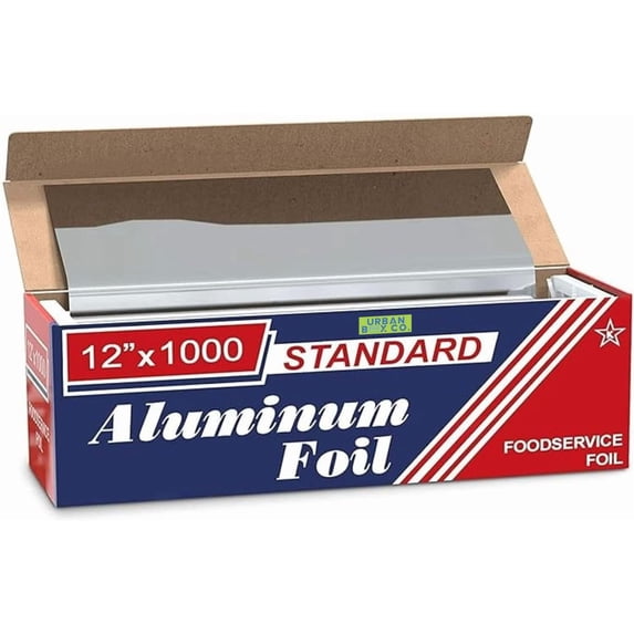 Urban Box Co Aluminum Foil Rolls, 12" x 1000' inches, Commercial-Grade Silver Wrap, Durable & Tear-Resistant, 1 Count