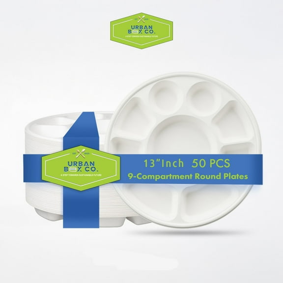Urban Box Co Everyday Biodegradable Disposable Paper Plates, 13 in, 25 Count, 1 Pack