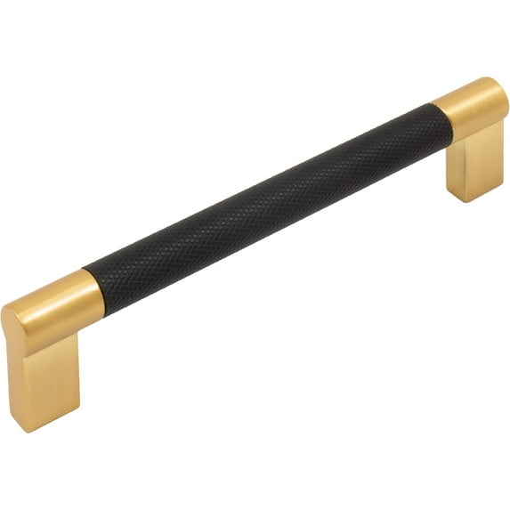 Stone Harbor Hardware Urban Cabinet Pull, 128 Millimeters, Matte Black with Satin Brass Ends