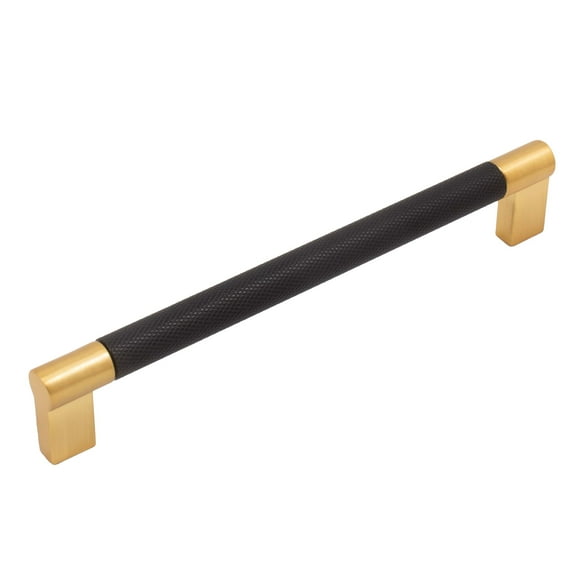 Stone Harbor Hardware Urban Cabinet Pull, 160 Millimeters, Matte Black with Satin Brass Ends