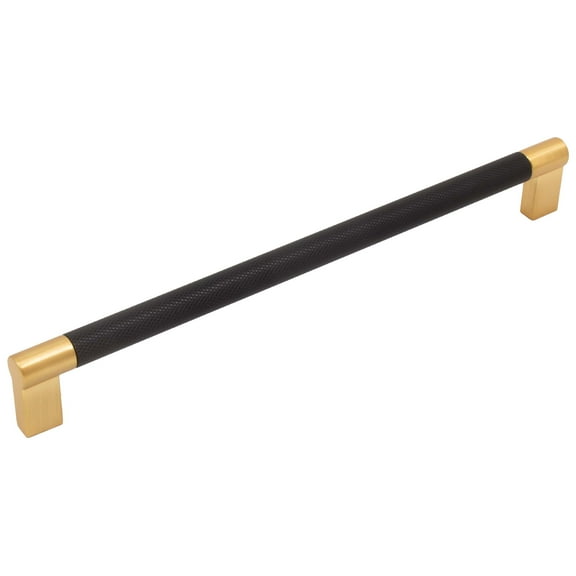 Stone Harbor Hardware Urban Cabinet Pull, 224 Millimeters, Matte Black with Satin Brass Ends