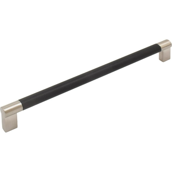 Stone Harbor Hardware Urban Cabinet Pull, 224 Millimeters, Matte Black with Satin Nickel Ends