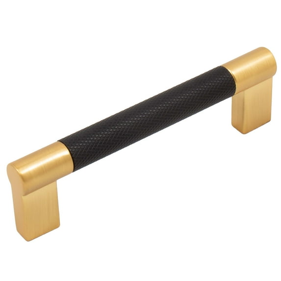 Stone Harbor Hardware Urban Cabinet Pull, 96 Millimeters, Matte Black with Satin Brass Ends