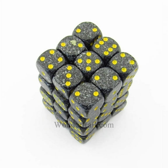 Urban Camo Speckled D6 Dice with Yellow Pips 12mm (1/2in) Pack of 36 Dice Chessex