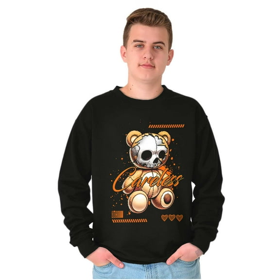 Urban Careless Teddy Bear Skull Unisex Plus Fleece Graphic Sweatshirt Brisco Brands 3X