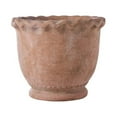 thumbnail image 1 of Urban Cement Round Pot with Wave Mouth Design and Tapered Bottom on Flat Base Rough Finish Amber Orange, Large, 1 of 5