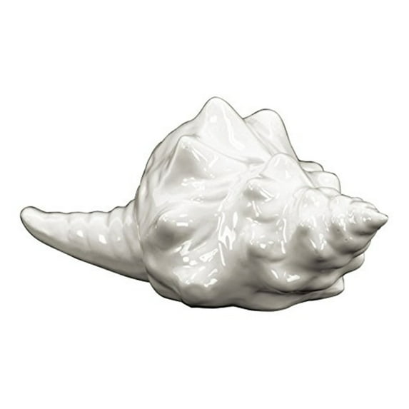 UTC13882 Ceramic Conch Seashell Figurine Gloss Finish White