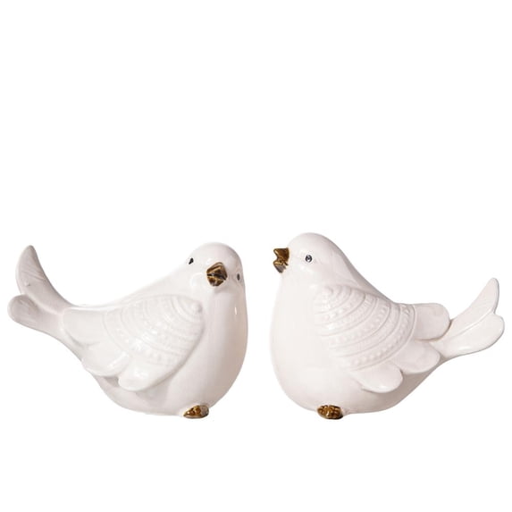 Urban Ceramic Standing Cardinal Bird Figurine LG Assortment of Two Gloss Finish Pink