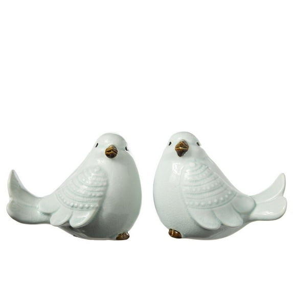 Urban Ceramic Standing Cardinal Bird Figurine SM Assortment of Two Gloss Finish Light Blue