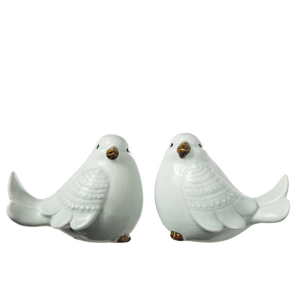 Urban Ceramic Standing Cardinal Bird Figurine SM Assortment of Two Gloss Finish Light Blue