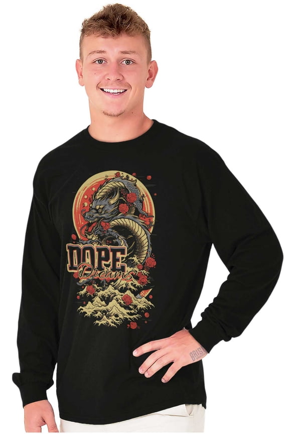 Urban Chinese Dragon Dope Dreams Long Sleeve TShirt Men Women Brisco Brands S