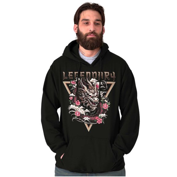 Urban Chinese Dragon Legendary Floral Hoodie Sweatshirt Women Men Brisco Brands M