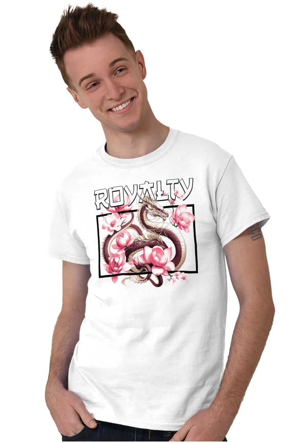 Urban Chinese Dragon Royalty Flowers Men's Graphic T Shirt Tees Brisco Brands X