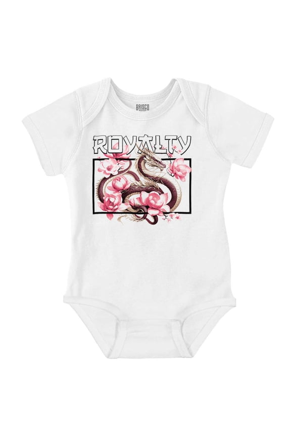 Urban Chinese Dragon Royalty Flowers Romper Boys or Girls Infant Baby Brisco Brands 24M