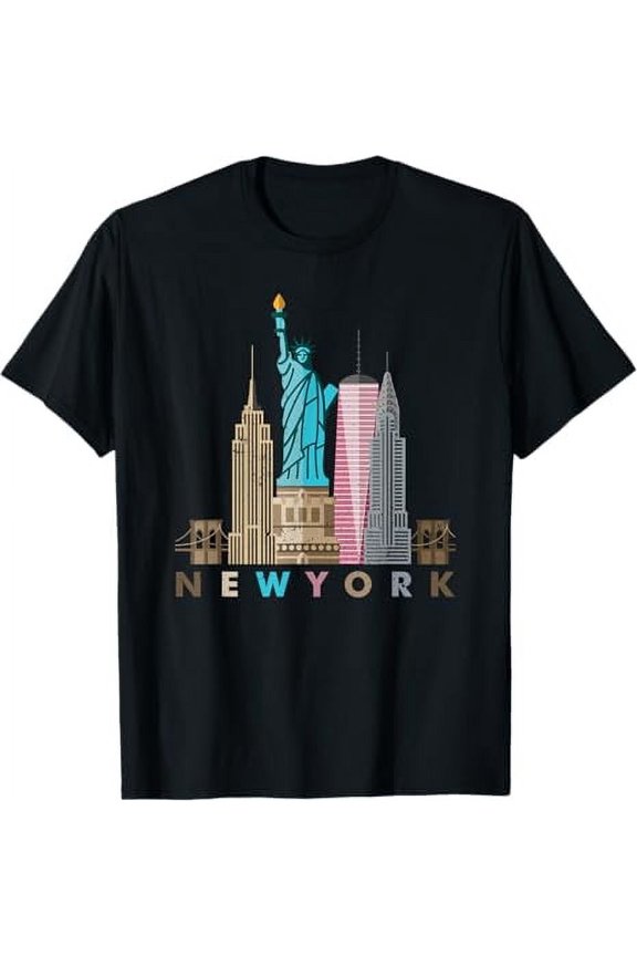 Urban City Skyline Landmark Travel Inspired Illustration Graphic Unisex T-Shirt, for men & women, up to size 5XL