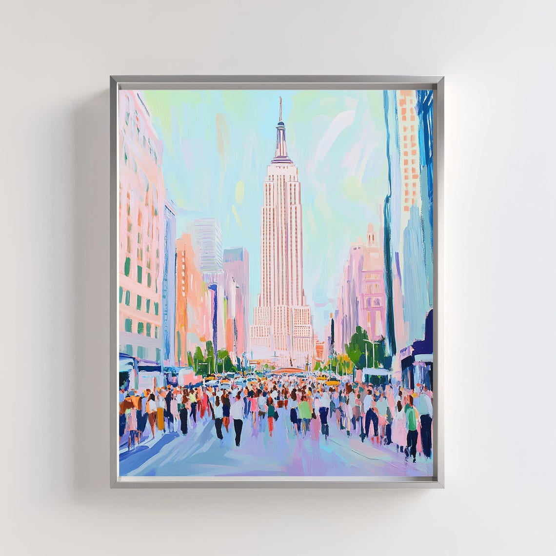 View of Urban Cityscape Art, New York Skyline Wall Decor, Empire State Building ...