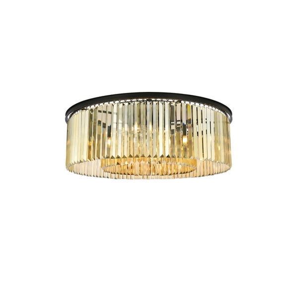 Urban Classic Sydney 10 light Matte Black Flush Mount Golden Teak (Smoky) Royal Cut Crystal