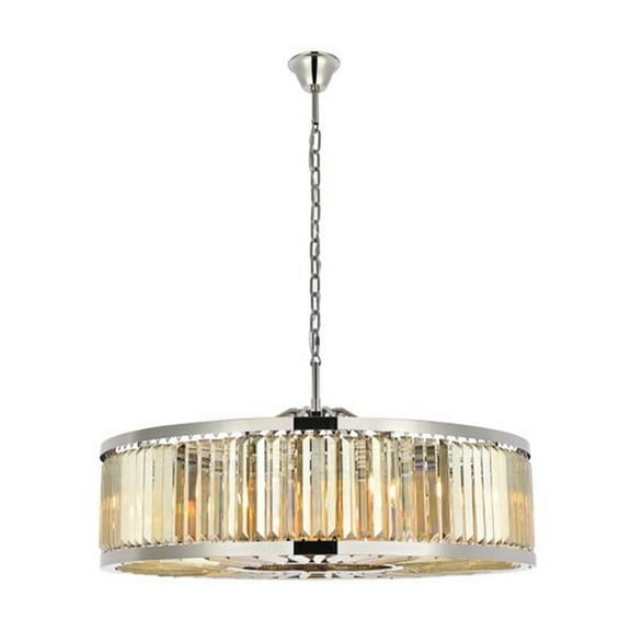 Chelsea 10 light Polished nickel Chandelier Golden Teak (Smoky) Royal Cut Crystal