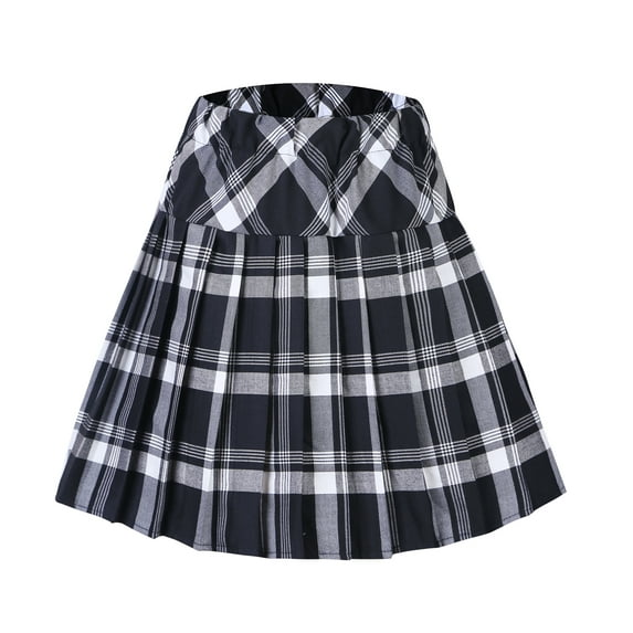 Urban CoCo Plaid Pleated School Uniform Mini Skirts (Series 1 White,M)