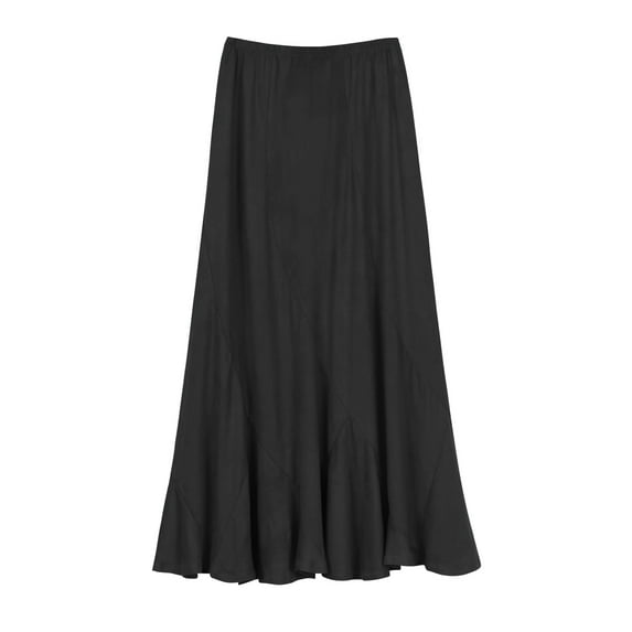 Urban CoCo Vintage Elastic Waist A-Line Midi Skirt (Black, M)