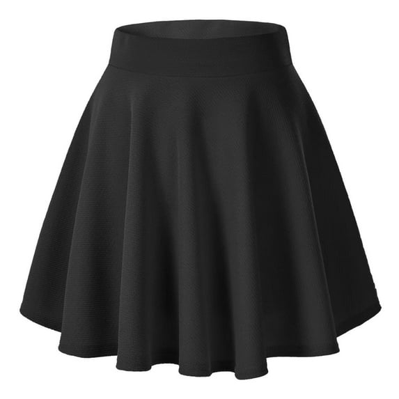 Urban CoCo Women's Flared Stretchy Mini Skater Skirt(Black, S)