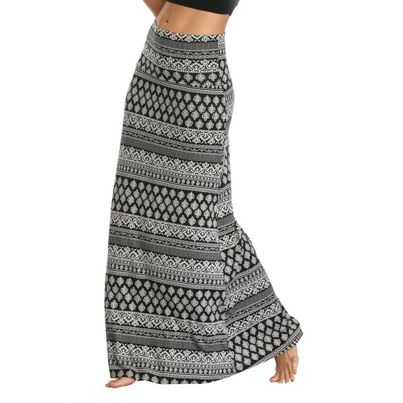 Urban CoCo Women's Fold-Over Flare Long Maxi Skirt (1,XL)