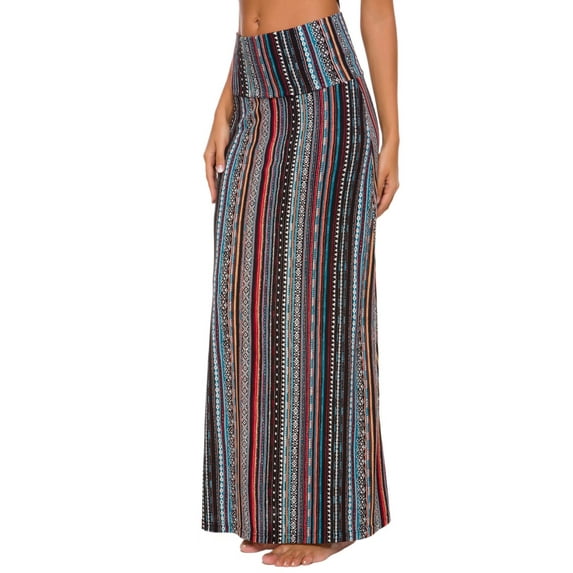 Urban CoCo Women's Fold-Over Flare Long Maxi Skirt (6,M)