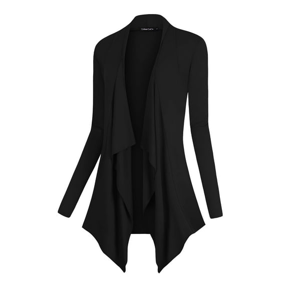 Urban CoCo Women's Long Sleeve Irregular Hem Cardigan (Black,XL)