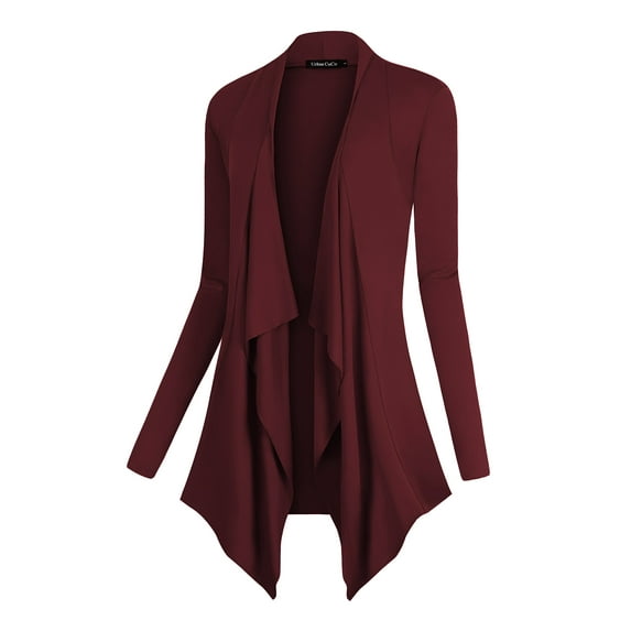 Urban CoCo Women's Long Sleeve Irregular Hem Cardigan (Windsor Wine, XL)