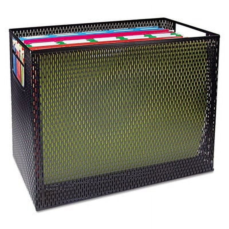 Black Punched Metal Desktop File Organizer with Satin Finish
