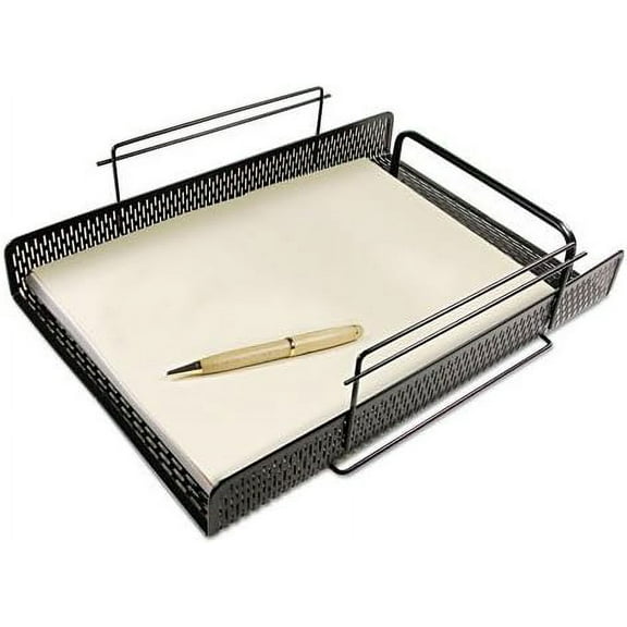 Urban Collection Punched Metal Letter Tray, 1 Section, Letter Size Files, 10" x 13.75" x 3.5", Black