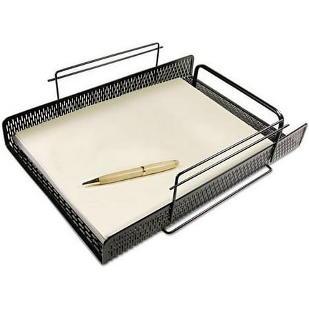 Urban Collection Punched Metal Letter Tray, 1 Section, Letter Size Files, 10" x 13.75" x 3.5", Black