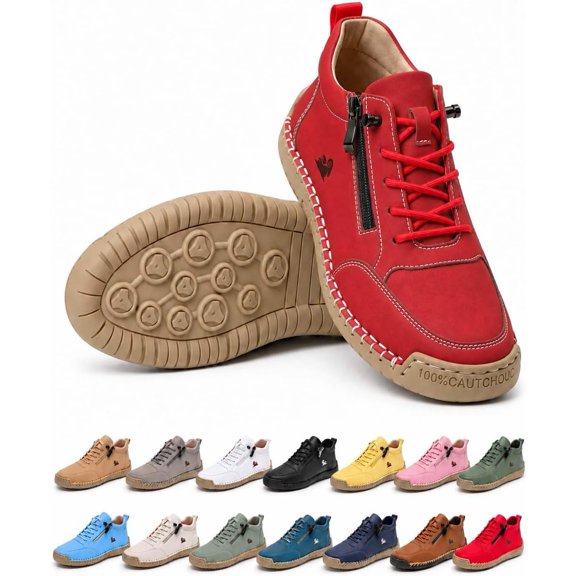 Urban Comfortable Orthopedic Zipper Sneakers for Women Men | Adjustable Elastic Laces, Lightweight Non-slip Rubber Sole, Side Zipper Design for Easy On-Off, Daily Walking Travel Hiking