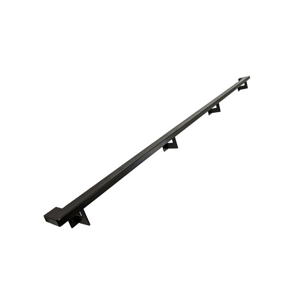 Urban Contemporary Aluminum Complete Handrail Grab Bar Set, Brackets Included, 8 Foot Handrail, Black Powder Coated Finish
