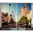 thumbnail image 1 of Ambesonne Urban Curtains 2 Panel Set, Beverly Hills Street View, 108" x 63", Pale Blue Peach Green, 1 of 3