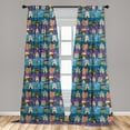 thumbnail image 1 of Urban Curtains 2 Panels Set, Hand Drawn Style Colorful Townhouses City Architecture Twilight Trees Cars and Owls, Window Drapes for Living Room Bedroom, 56"W X 95"L, Multicolor, by Ambesonne, 1 of 5