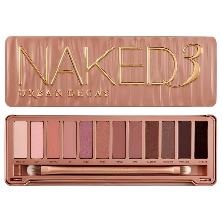 Urban Decay Naked 3 Eyeshadow Palette 12x Eyeshadow 1x Doubled Ended Shadow Blending Brush