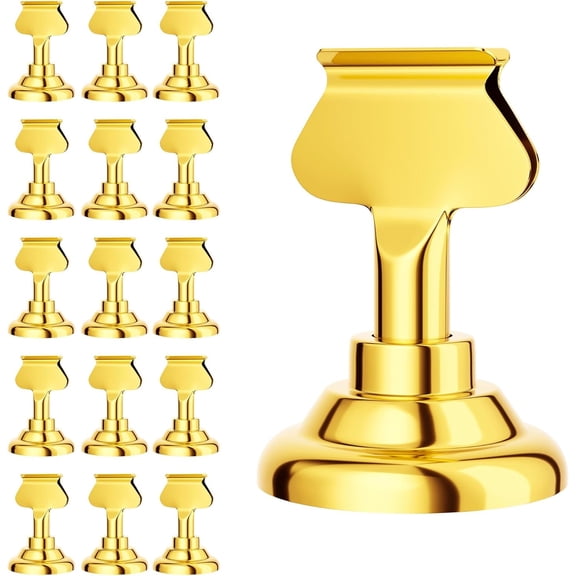 Urban Deco 16 Pieces Table Card Holder Place Card Holders 1.7 inches Gold Steel Card Holders for Photos, Food Signs, Memo Notes, Weddings, Restaurants, Birthdays. (Gold)