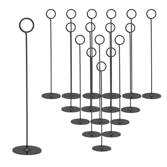 Urban Deco 16PK Table Number Holders Place Card Holders 12 Inch Table Card Holders Steel Card Holders for Photos, Food Signs, Memo Notes, Weddings, Restaurants, Birthdays(Matte Silver)