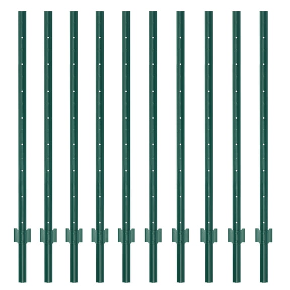 Urban Deco 5feet Metal Fence Post, Heavy Duty Garden Fence U Post for Holding Wire Fence,Green-PACK OF 10