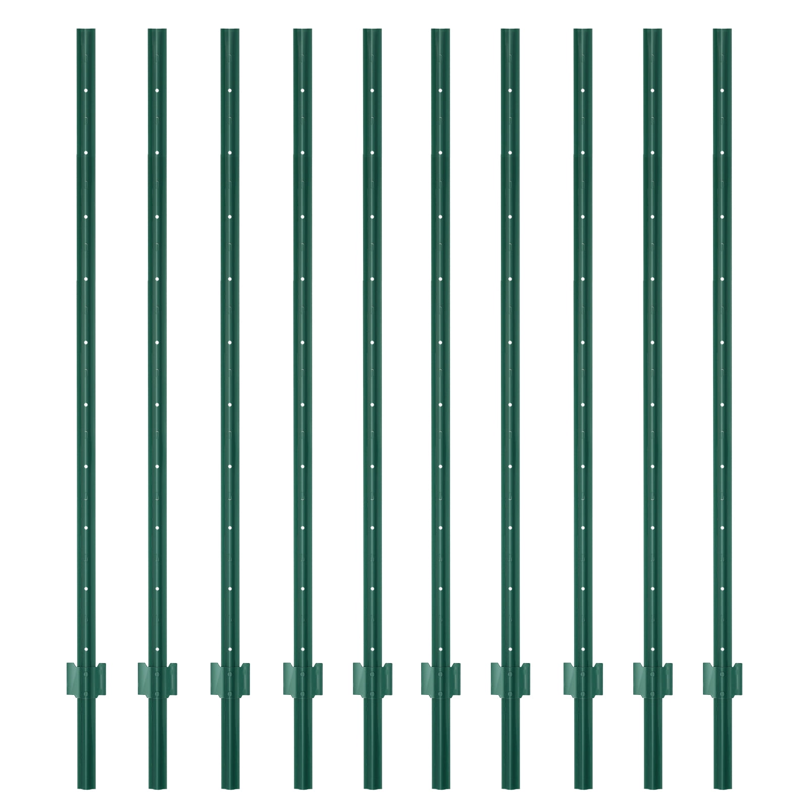 Urban Deco Heavy Duty Steel UPost, 6ft Metal Fence Post for Garden Wire Fence, Green Pack of