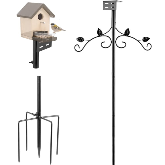 Urban Deco 91 Inch Bird Feeder Pole Mount Kit, Bird House Pole 5-Prong Base Shepherds Hook for Hummingbird Feeders, Adjustable Heavy Duty Bird Feeder Stand for Outdoor Garden Decor