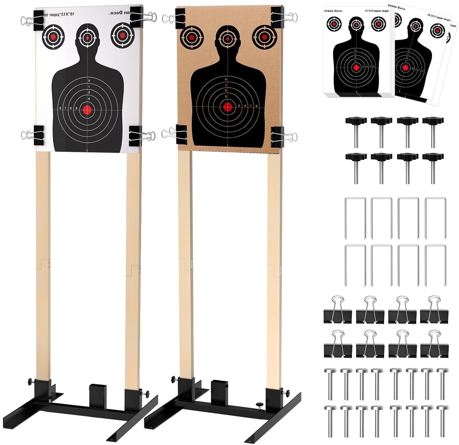 Urban Deco Adjustable Target Stand Base for Paper Shooting Cardboard Silhouette H Shape Stand Base for Shooting Range Wooden Target Station Setup - USPSA/IPSC - IDPA Practice