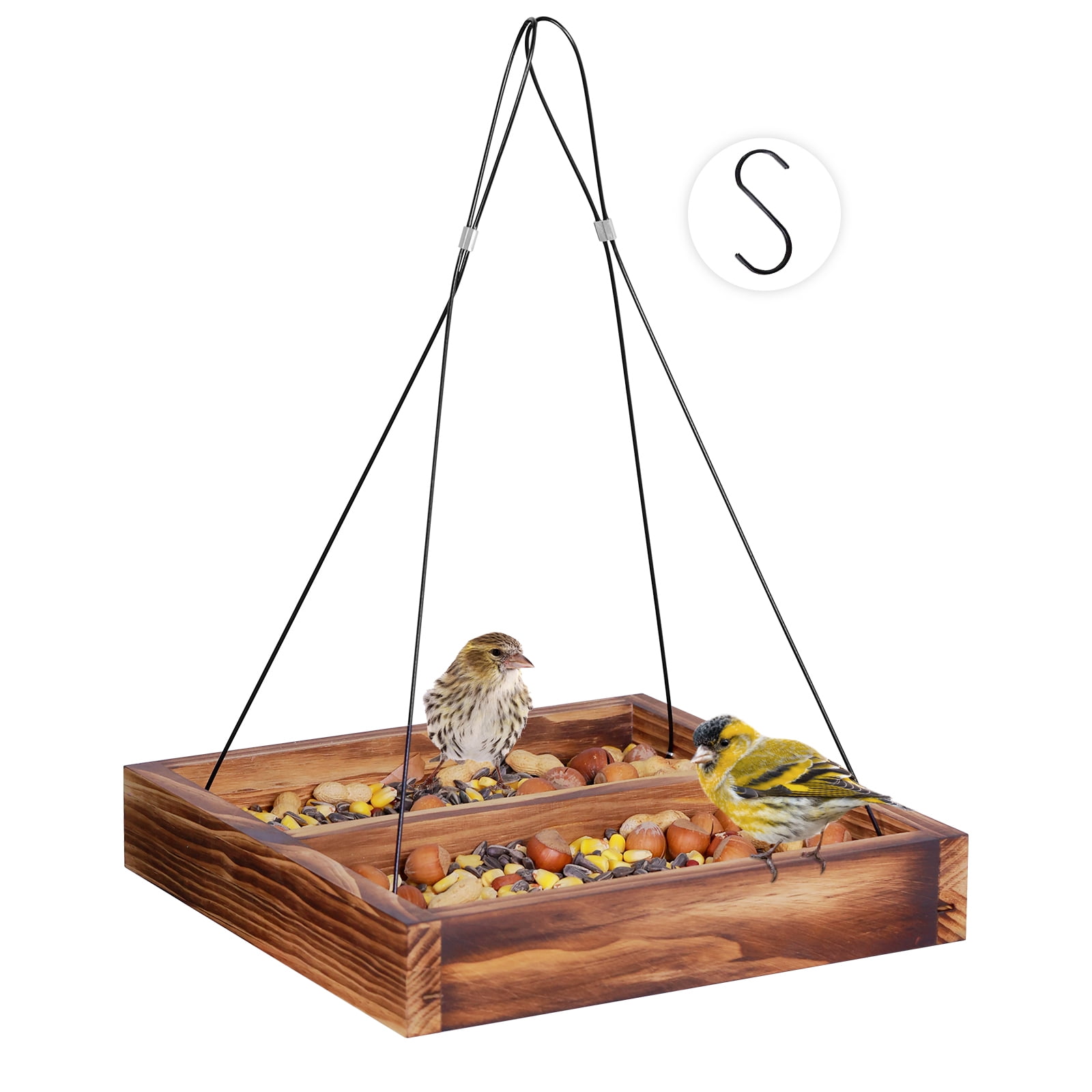 Urban Deco Bird Feeder Hanging Tray Seed Tray Wooden Platform