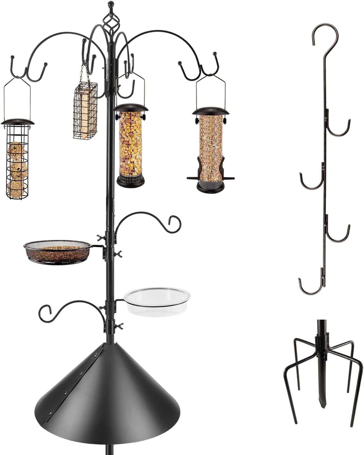 Urban Deco Bird Feeding Station Kit Bird Feeder Pole Wild Bird Feeder Kit with Squirrel Baffle and Suet Cage Mesh Tray Fruit Hook Double W Hook for Attracting Wild Birds - Walmart.com