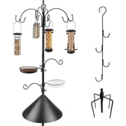 Urban Deco Hanging Bird Feeding Station Kit with Pole, Suet Cage, Mesh Tray, and Double Hook for Wild Birds