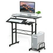 Urban Deco Computer Desk for Small Spaces,Modern Simple Style Classic Table, Black