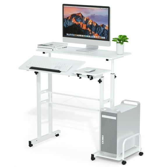 Urban Deco Computer Desk for Small Spaces,Modern Simple Style Classic Table, White