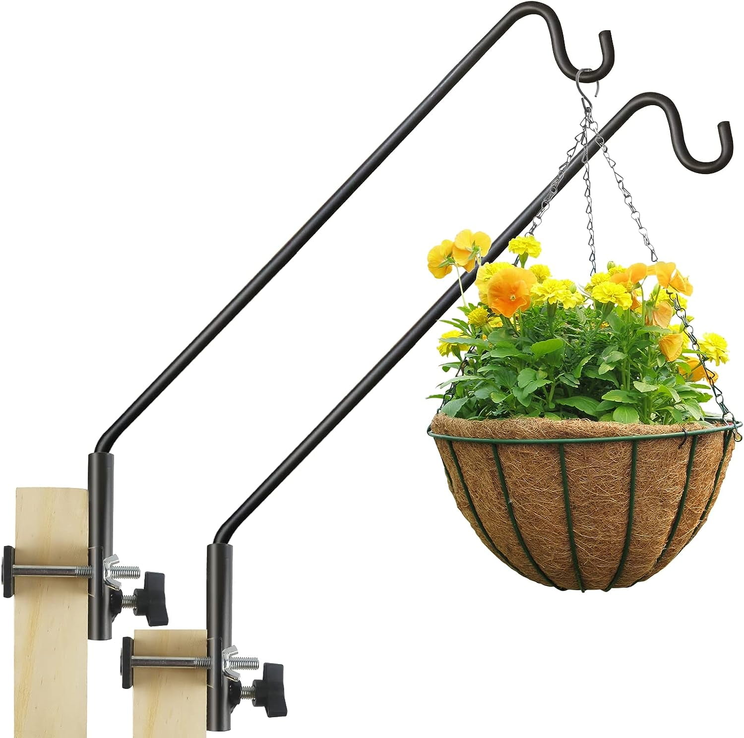 Urban Deco Extended Fence Deck Hook Rail Hook Heavy Duty Bird Feeder Hook, 360 Degree Swivel