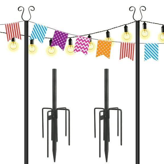 Urban Deco Ground Insert Black Stainless Steel Flagpoles with 4 Prong fork